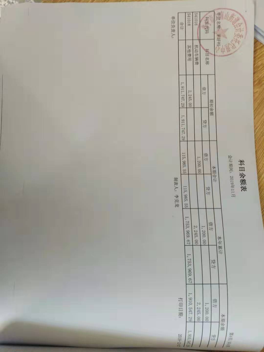 2019年11月份理财结果公布表及银行流水明细资产表科目余额表